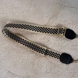 Clare v. Checkered black & ivory Adjustable Bag Strap